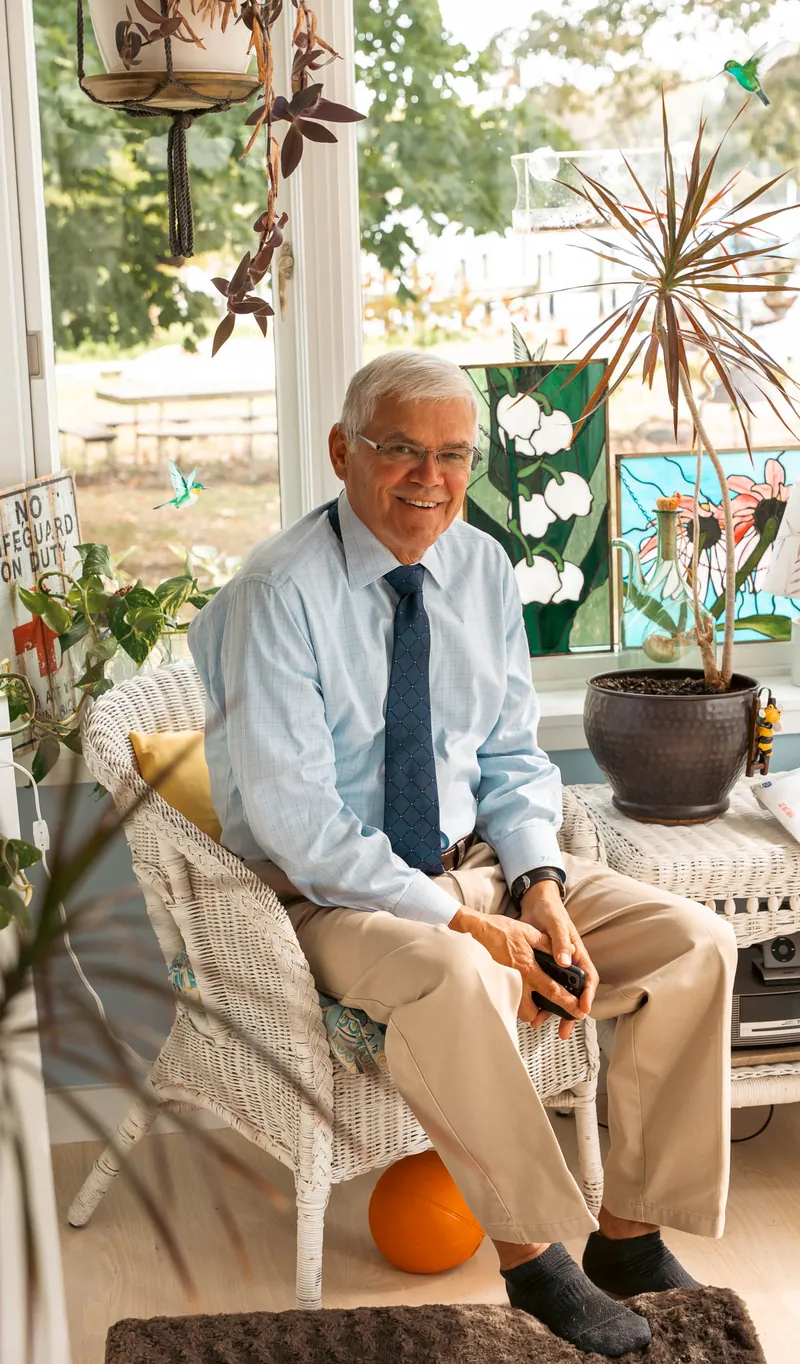 Grandfather in the sunroom on the morning of the wedding, Annapolis